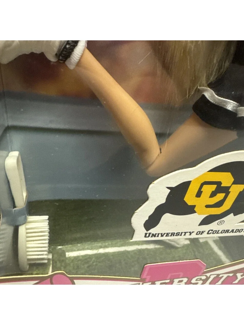 1996 University Of Colorado Bolder Barbie Doll Buffs Cheerleader Blonde Pom Pom